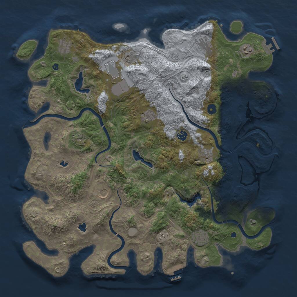 Rust Map: Procedural Map, Size: 4500, Seed: 744117979, 17 Monuments