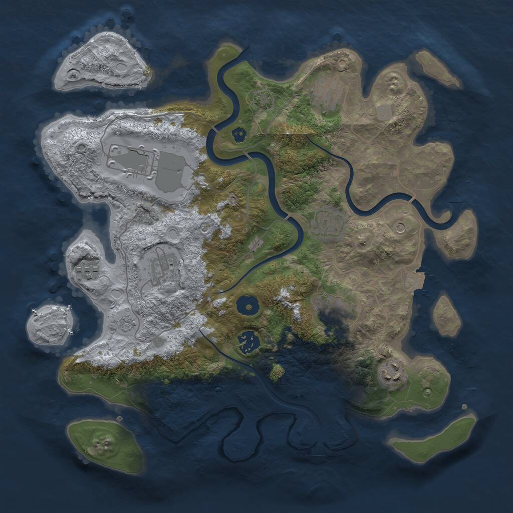 Rust Map: Procedural Map, Size: 3500, Seed: 86153330, 12 Monuments