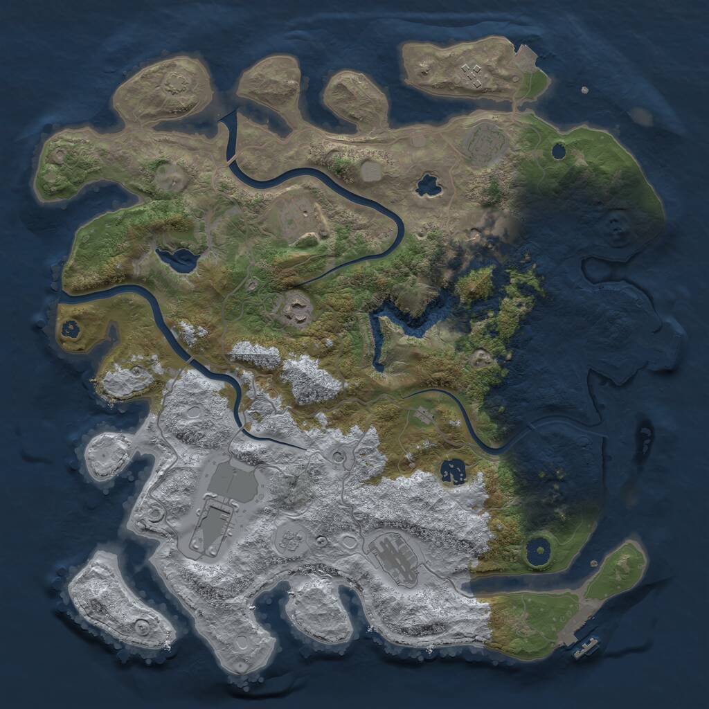 Rust Map: Procedural Map, Size: 4000, Seed: 1941862404, 14 Monuments