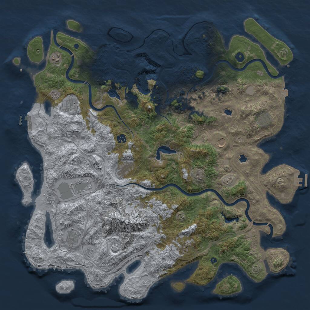 Rust Map: Procedural Map, Size: 5000, Seed: 18847, 16 Monuments