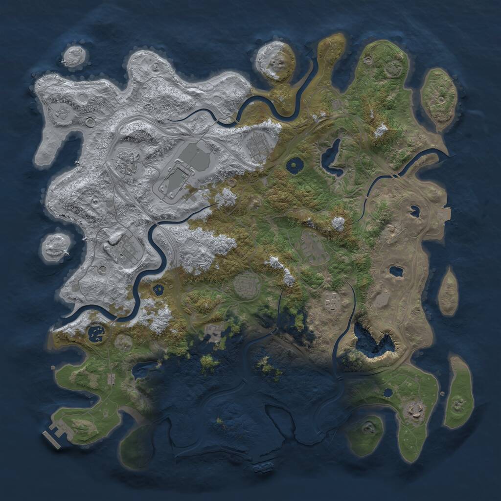 Rust Map: Procedural Map, Size: 4500, Seed: 411816461, 16 Monuments