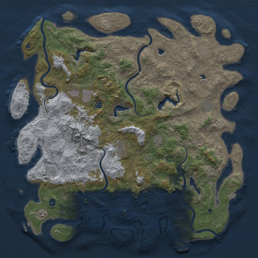 Rust Map: Procedural Map, Size: 5250, Seed: 522235127, 17 Monuments