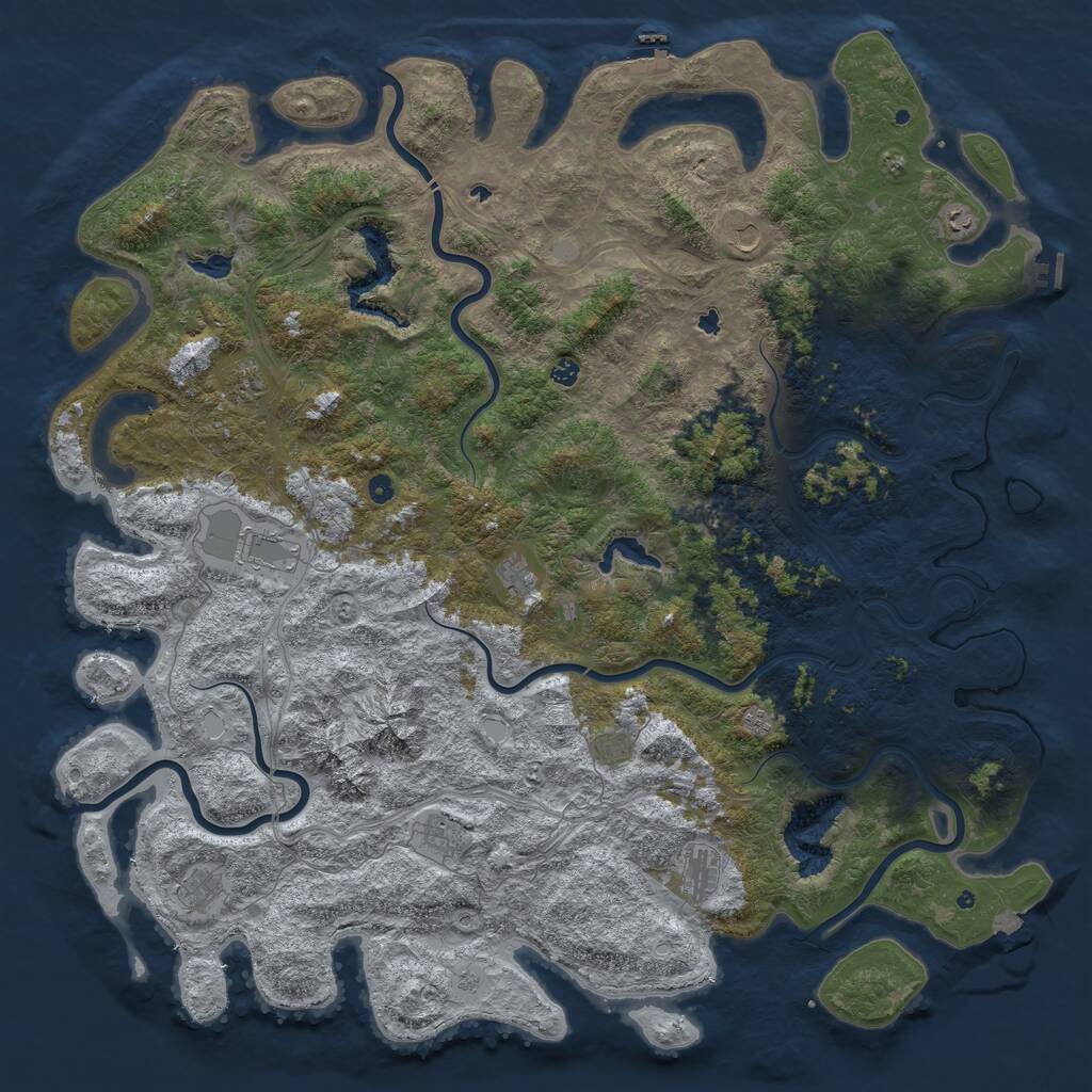 Rust Map: Procedural Map, Size: 6000, Seed: 2300456, 17 Monuments