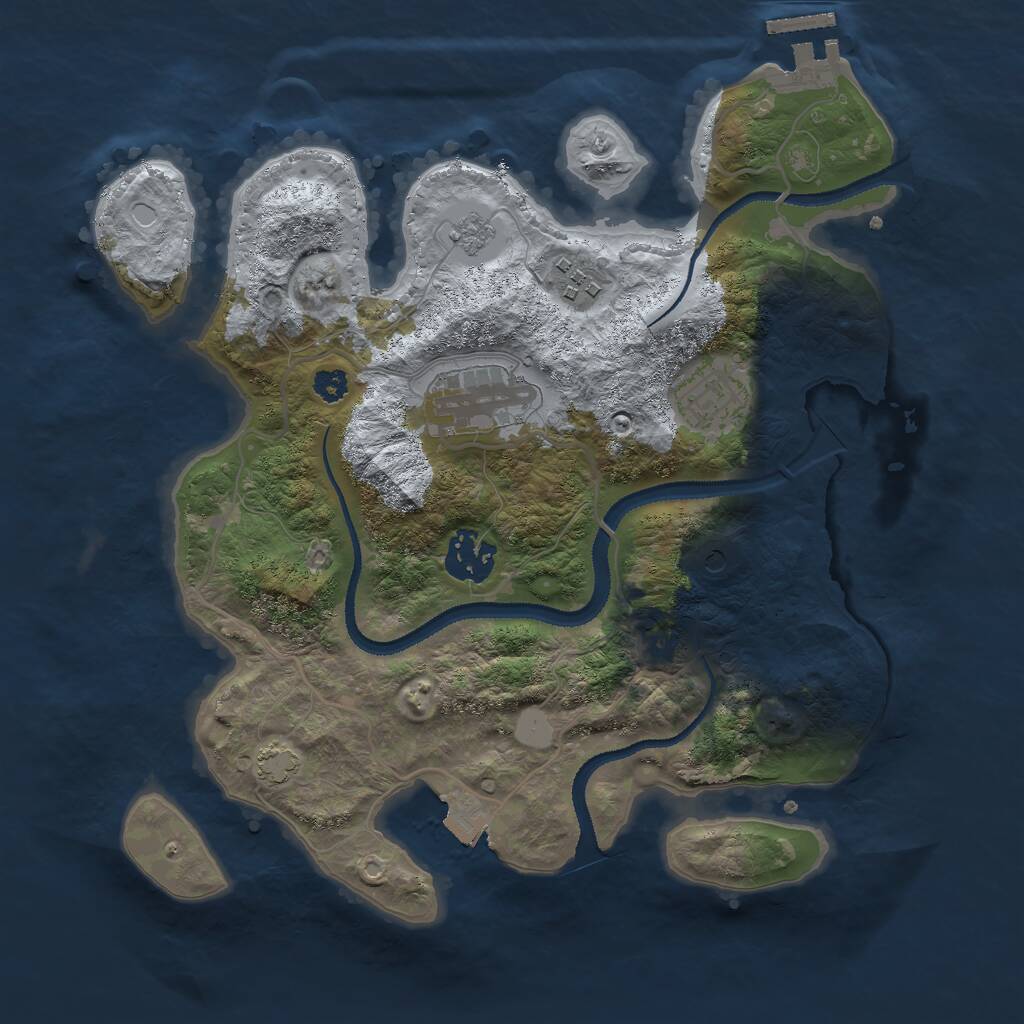 Rust Map: Procedural Map, Size: 3000, Seed: 95796, 9 Monuments