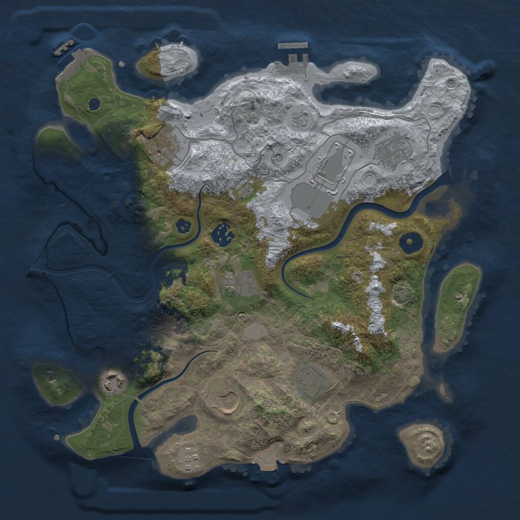 Rust Map: Procedural Map, Size: 3500, Seed: 1007011817, 15 Monuments