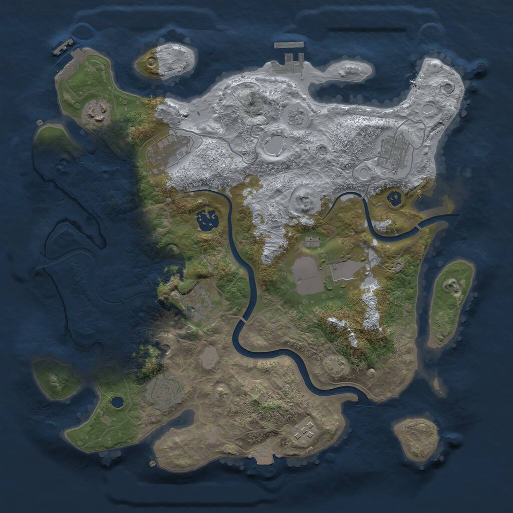 Rust Map: Procedural Map, Size: 3500, Seed: 1007011817, 14 Monuments