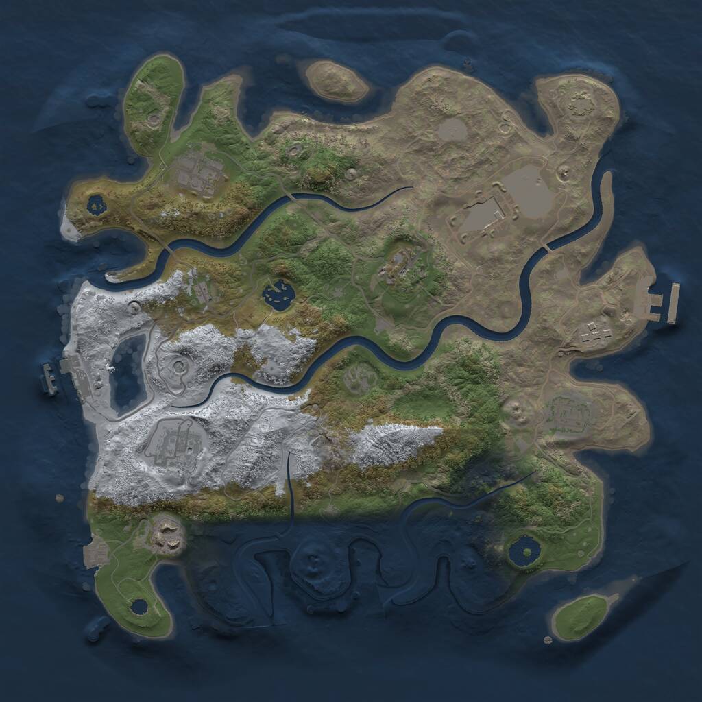 Rust Map: Procedural Map, Size: 3500, Seed: 1577372759, 13 Monuments