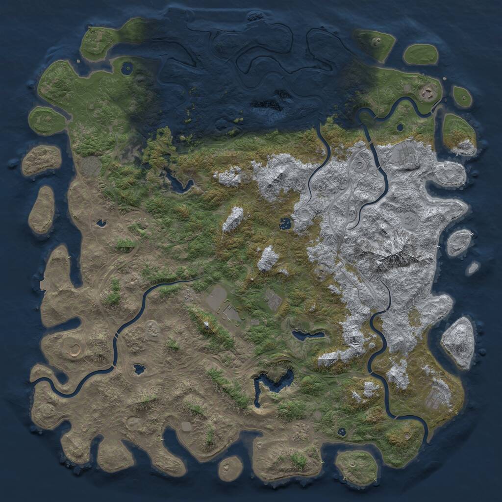 Rust Map: Procedural Map, Size: 6000, Seed: 1776595097, 17 Monuments