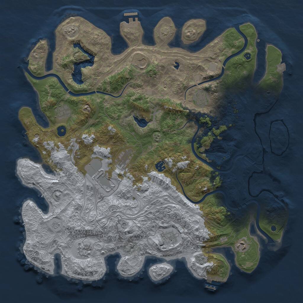 Rust Map: Procedural Map, Size: 4500, Seed: 1225512561, 16 Monuments