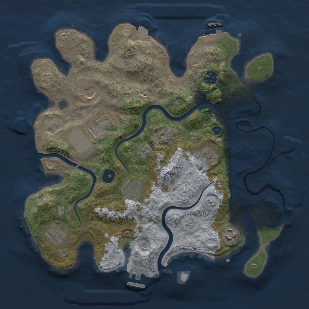 Rust Map: Procedural Map, Size: 3500, Seed: 419409804, 14 Monuments