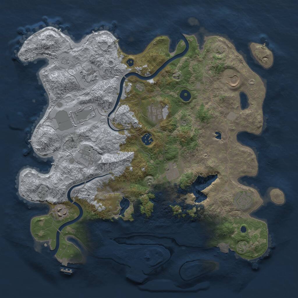 Rust Map: Procedural Map, Size: 4000, Seed: 974372203, 16 Monuments