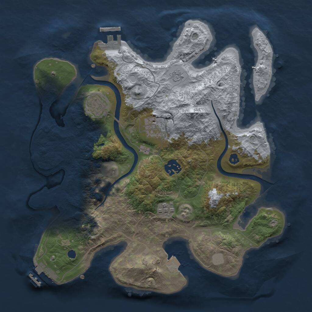 Rust Map: Procedural Map, Size: 3000, Seed: 55873, 9 Monuments