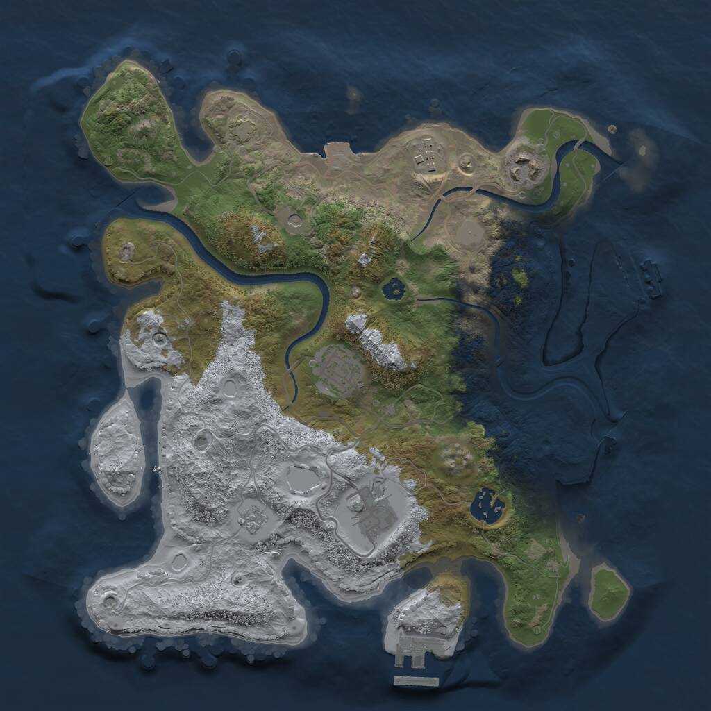 Rust Map: Procedural Map, Size: 3200, Seed: 483339191, 11 Monuments