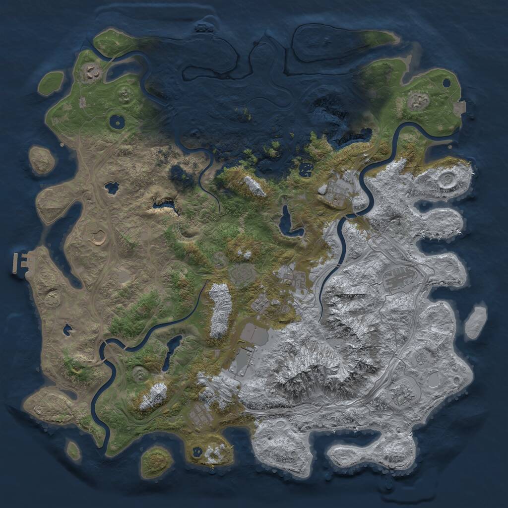 Rust Map: Procedural Map, Size: 5000, Seed: 514132573, 17 Monuments