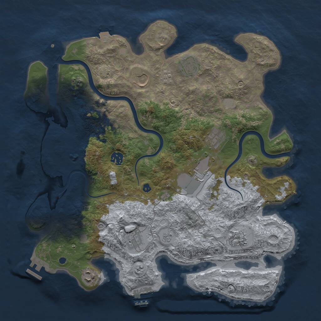Rust Map: Procedural Map, Size: 3800, Seed: 606481367, 15 Monuments