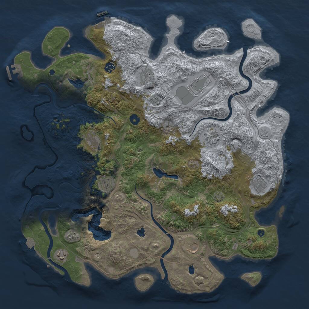 Rust Map: Procedural Map, Size: 4500, Seed: 1354722007, 16 Monuments