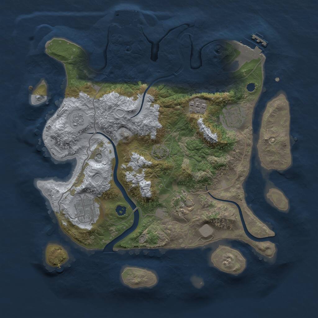 Rust Map: Procedural Map, Size: 3000, Seed: 1149080157, 10 Monuments