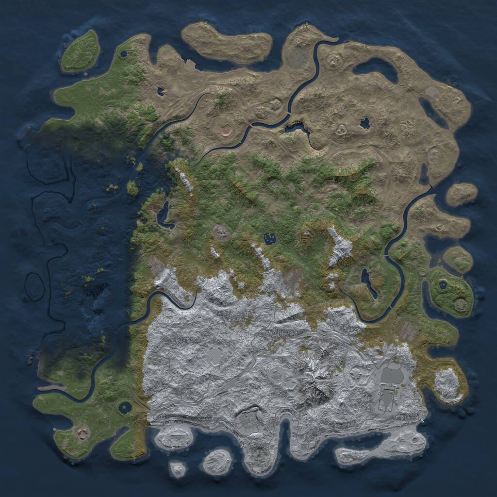 Rust Map: Procedural Map, Size: 6000, Seed: 93526673, 17 Monuments