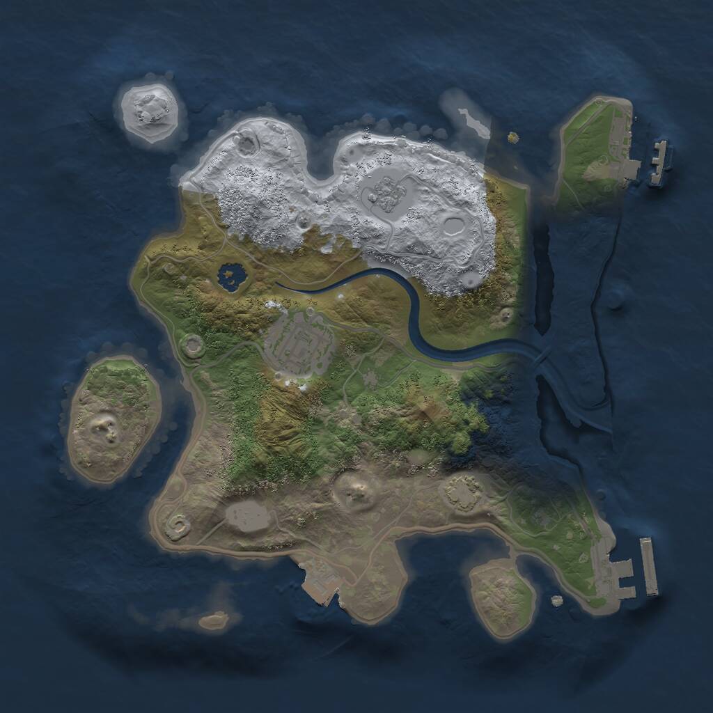 Rust Map: Procedural Map, Size: 2500, Seed: 1158028928, 6 Monuments