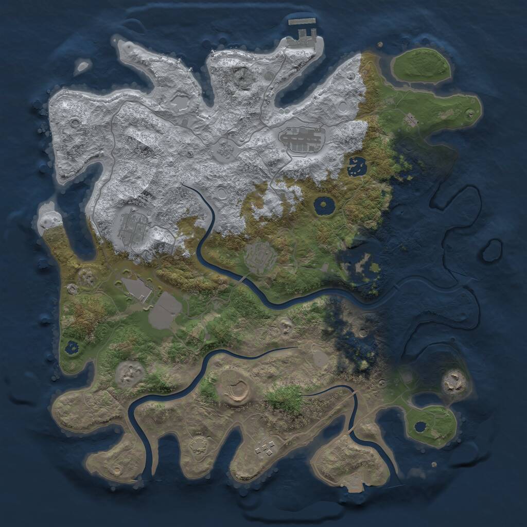Rust Map: Procedural Map, Size: 3900, Seed: 2051, 14 Monuments