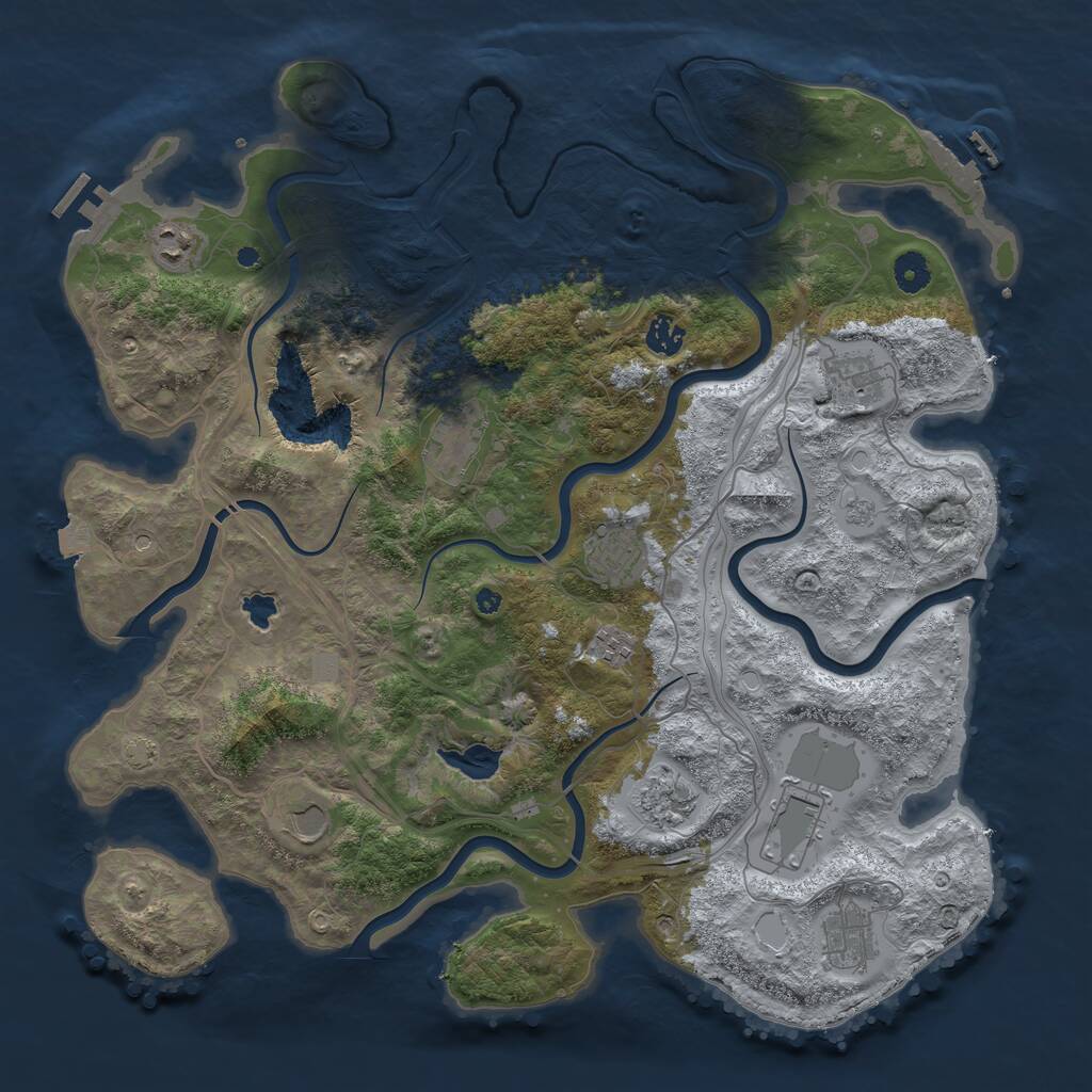 Rust Map: Procedural Map, Size: 4250, Seed: 26197916, 16 Monuments