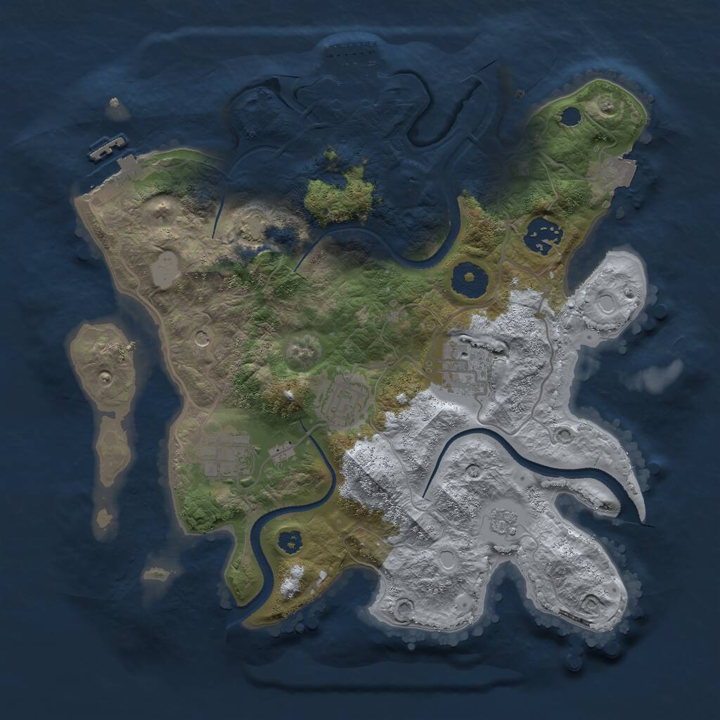 Rust Map: Procedural Map, Size: 3000, Seed: 27769, 10 Monuments
