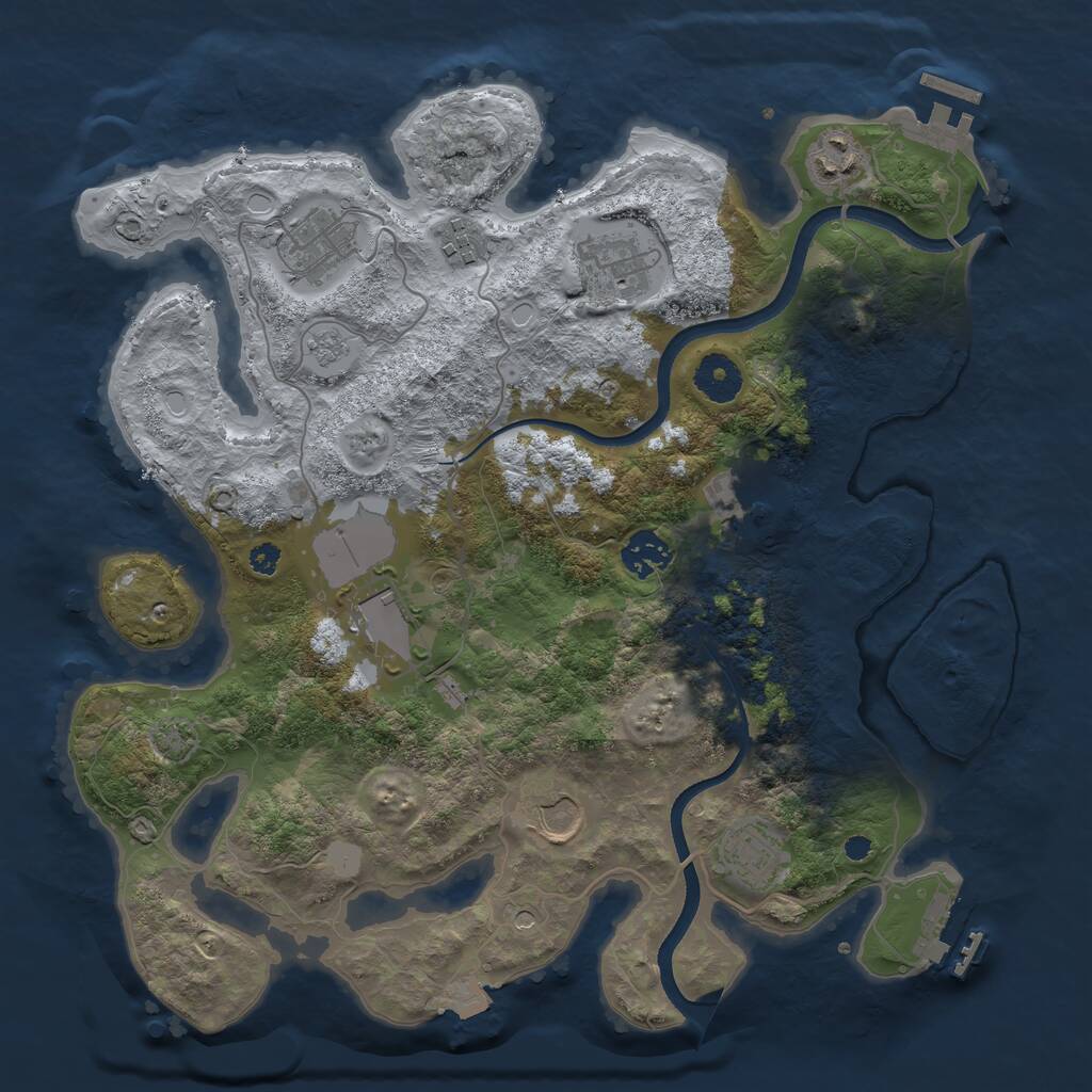 Rust Map: Procedural Map, Size: 3500, Seed: 8644102, 15 Monuments