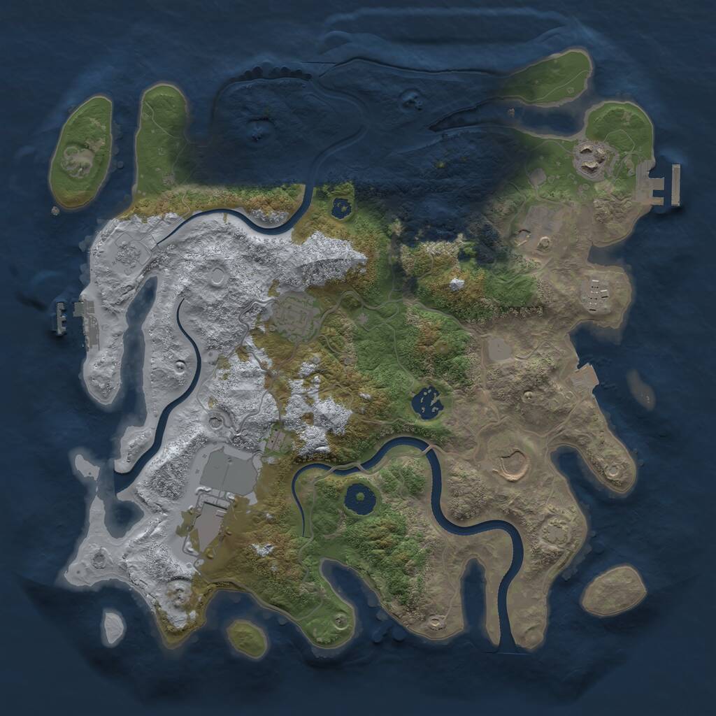 Rust Map: Procedural Map, Size: 3500, Seed: 456099, 13 Monuments