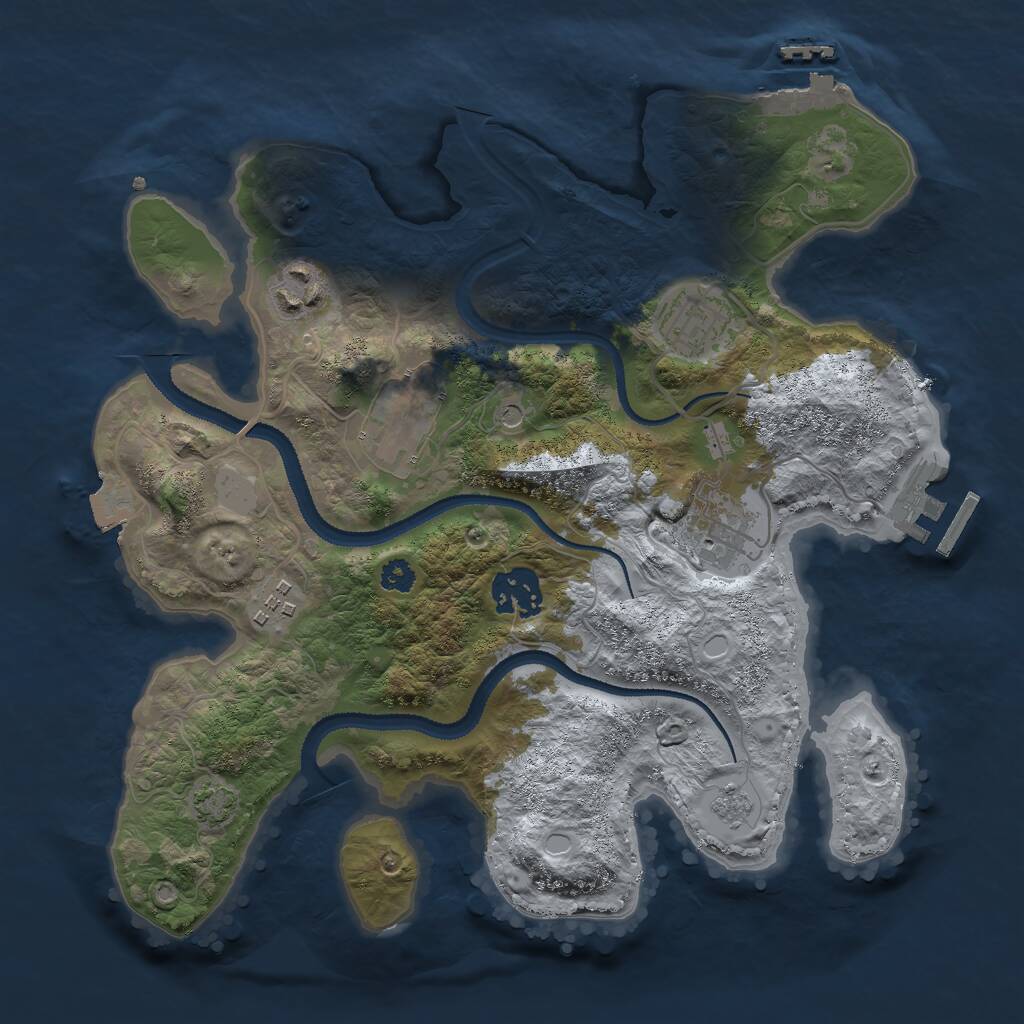 Rust Map: Procedural Map, Size: 3000, Seed: 1644160623, 12 Monuments