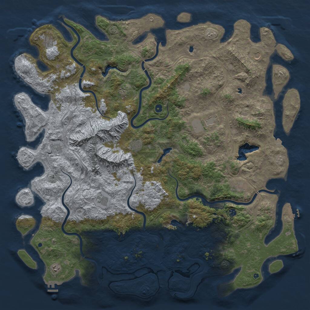 Rust Map: Procedural Map, Size: 6000, Seed: 199045595, 17 Monuments