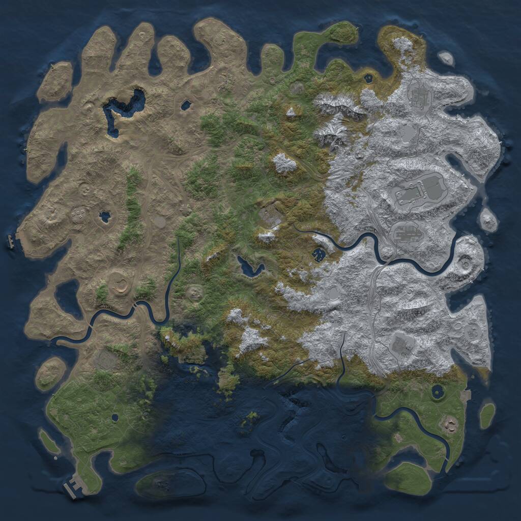 Rust Map: Procedural Map, Size: 6000, Seed: 92613130, 17 Monuments