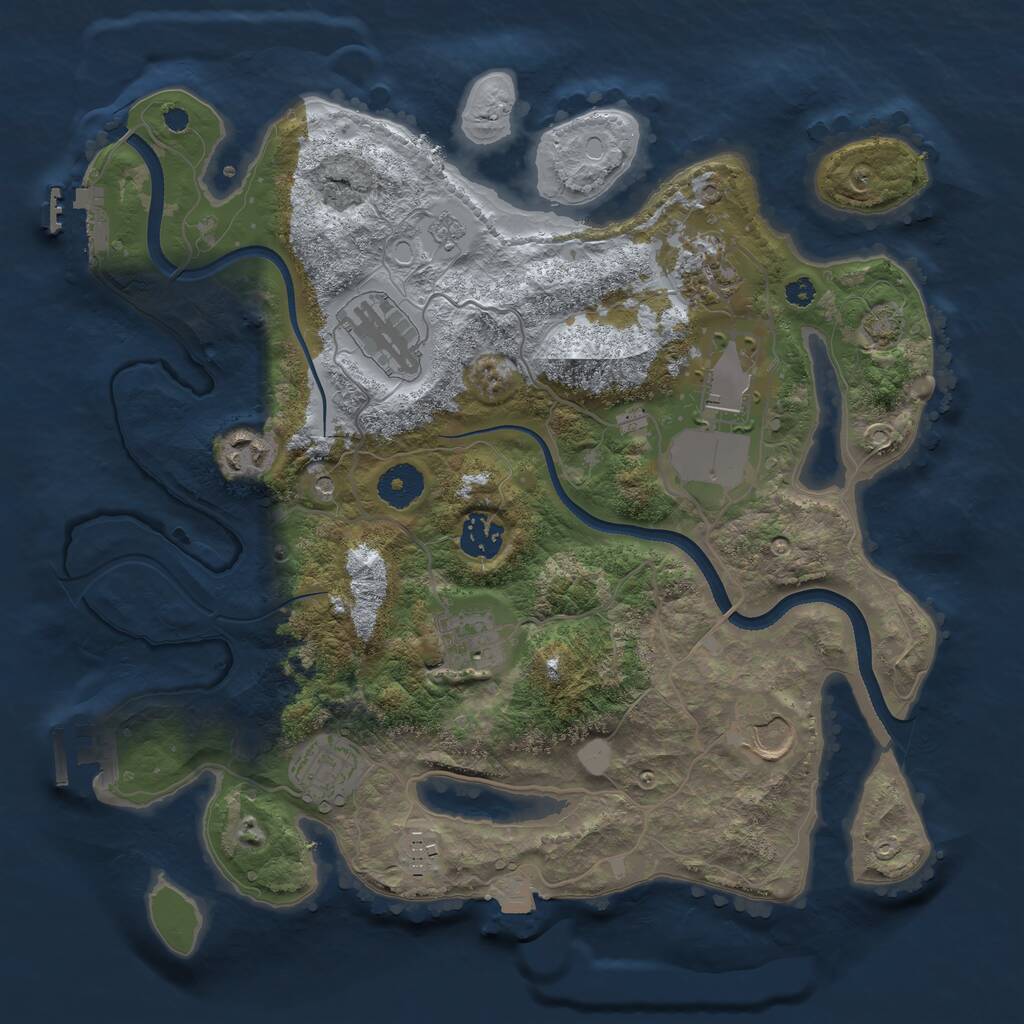 Rust Map: Procedural Map, Size: 3500, Seed: 144061685, 15 Monuments
