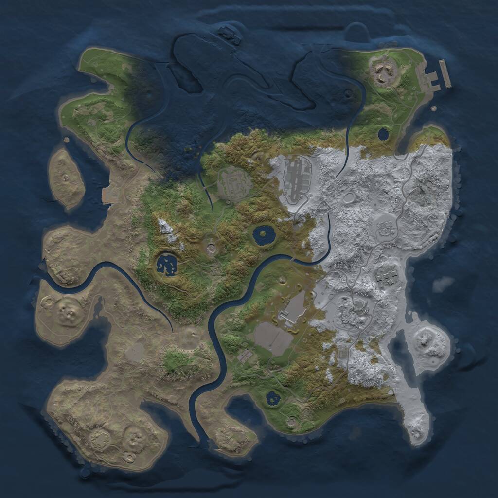 Rust Map: Procedural Map, Size: 3500, Seed: 952875, 13 Monuments