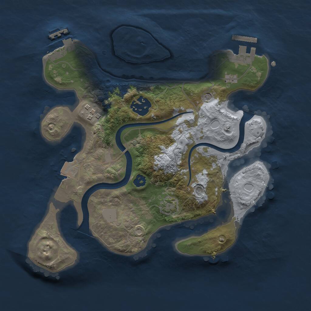 Rust Map: Procedural Map, Size: 2500, Seed: 1300608469, 7 Monuments