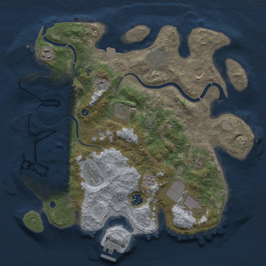 Rust Map: Procedural Map, Size: 3500, Seed: 684565, 14 Monuments