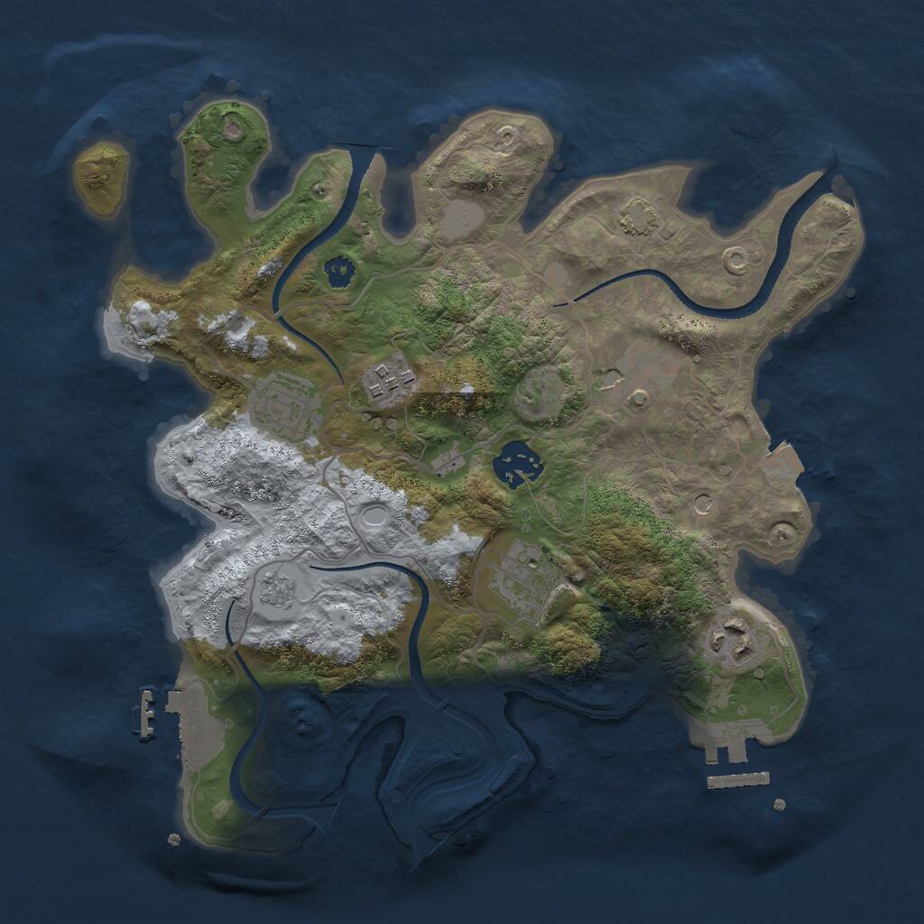 Rust Map: Procedural Map, Size: 3000, Seed: 185695769, 12 Monuments