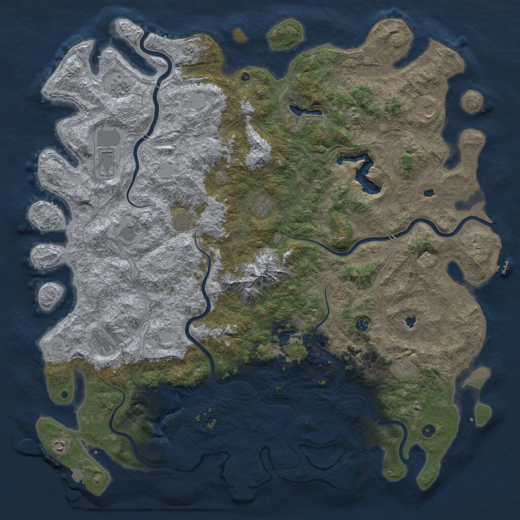Rust Map: Procedural Map, Size: 6000, Seed: 872294136, 17 Monuments