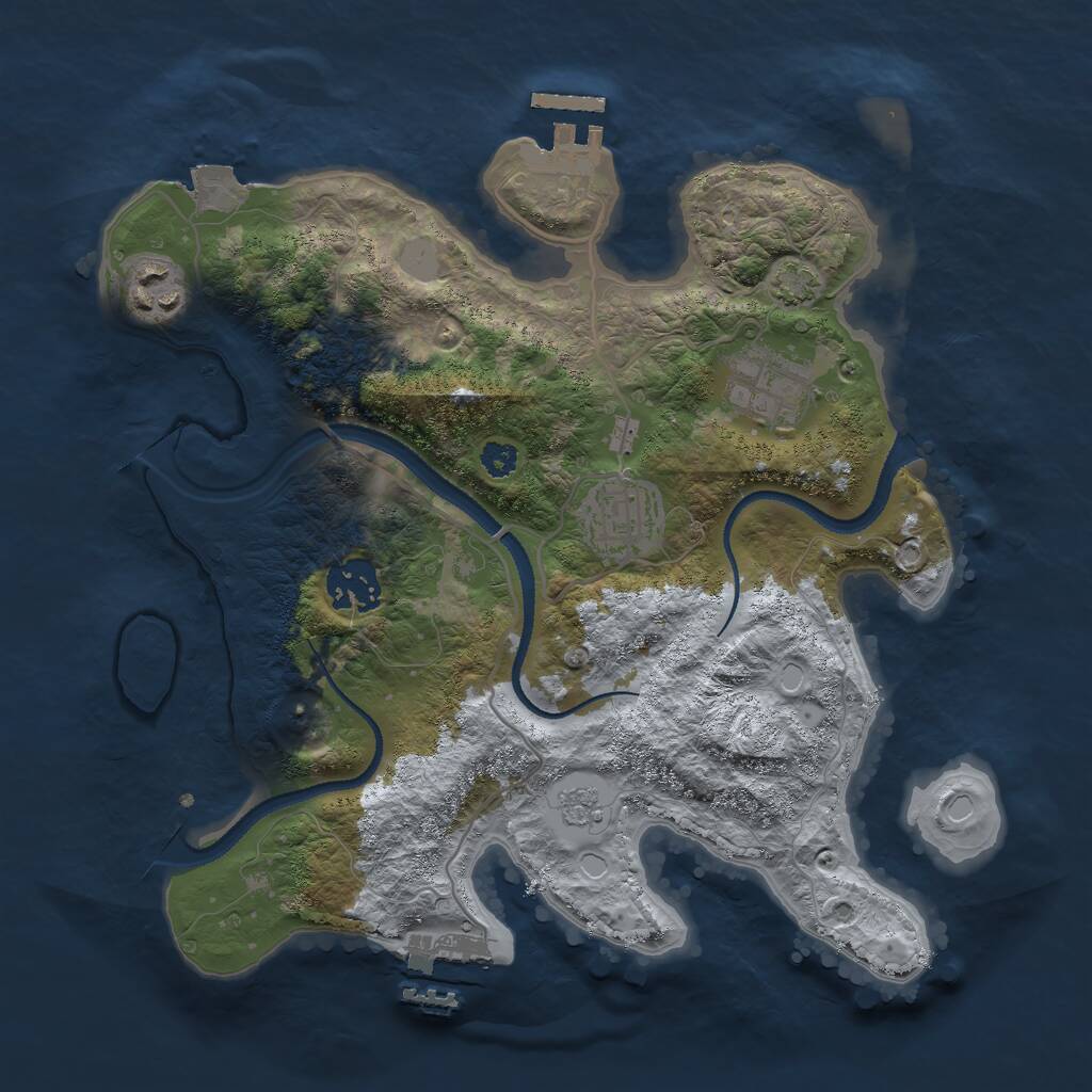 Rust Map: Procedural Map, Size: 3000, Seed: 1218489624, 9 Monuments