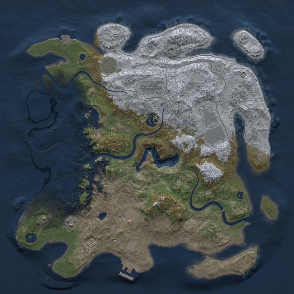 Rust Map: Procedural Map, Size: 4000, Seed: 892376442, 14 Monuments