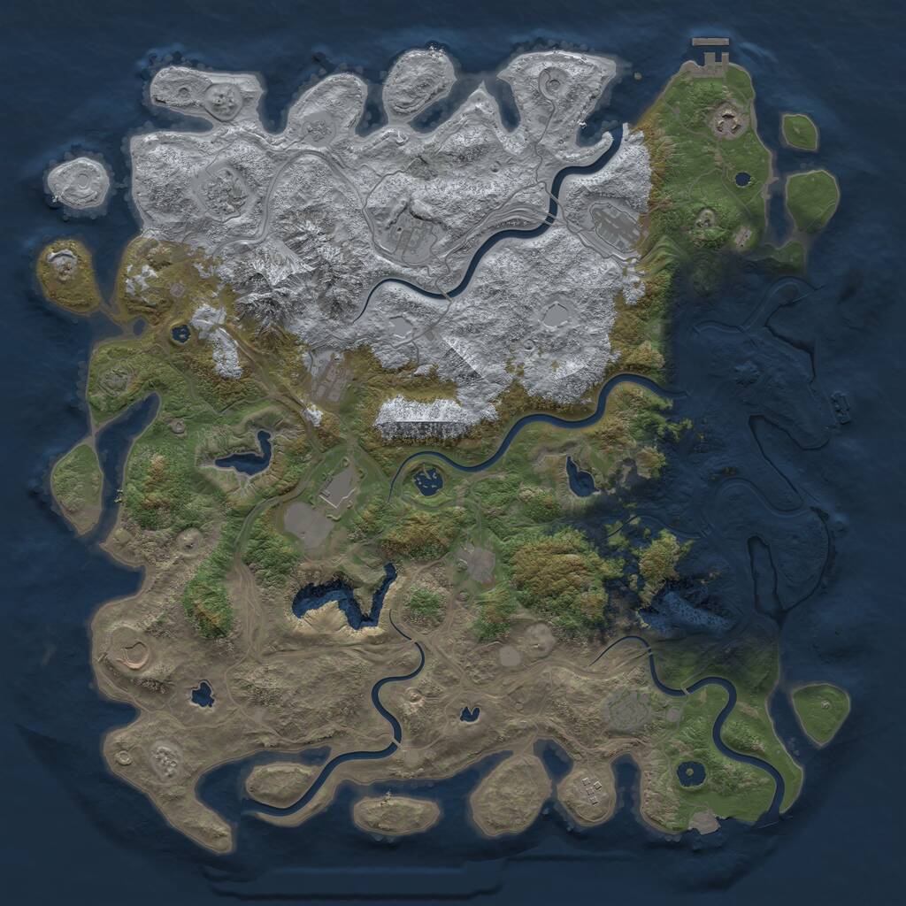 Rust Map: Procedural Map, Size: 5000, Seed: 95796, 17 Monuments