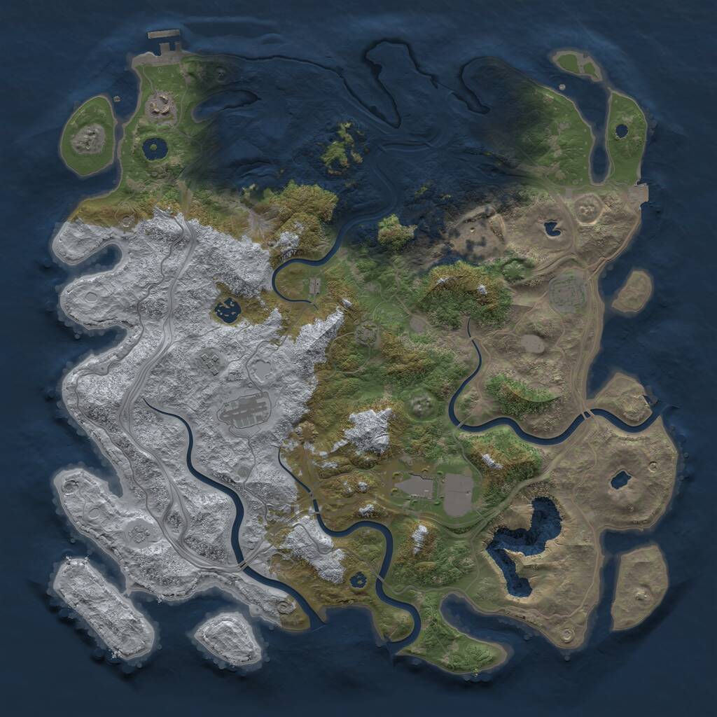 Rust Map: Procedural Map, Size: 4500, Seed: 604618510, 12 Monuments