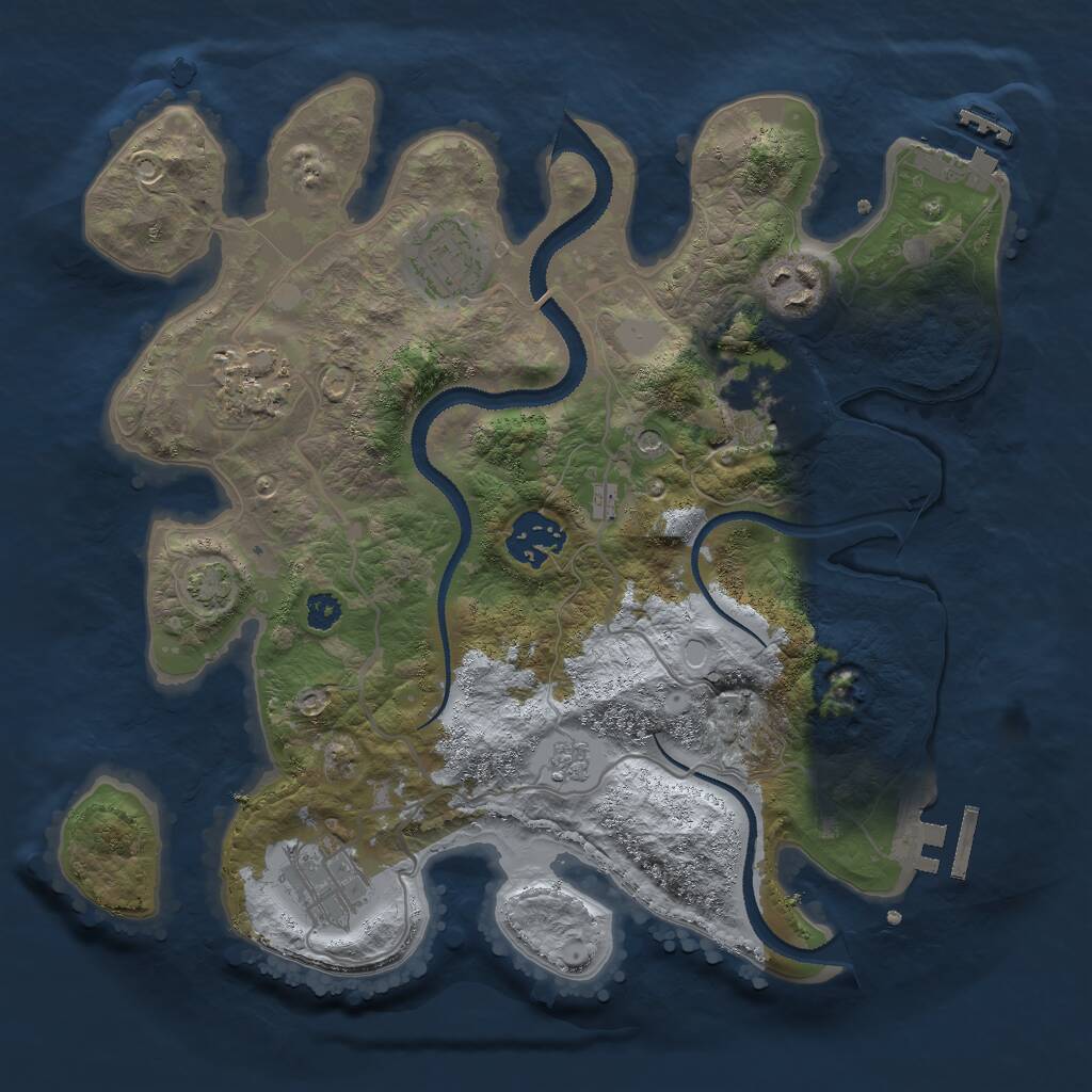 Rust Map: Procedural Map, Size: 3000, Seed: 643, 12 Monuments