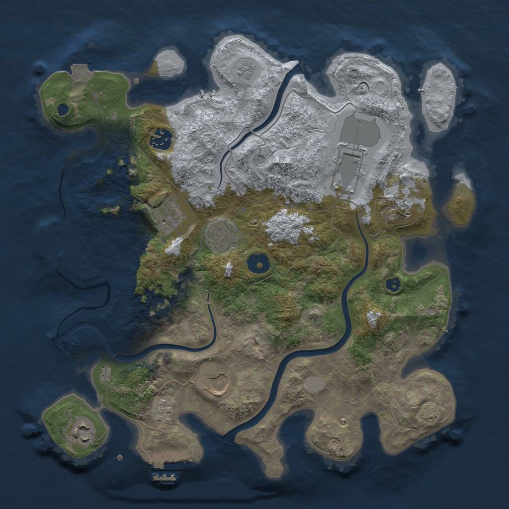 Rust Map: Procedural Map, Size: 3500, Seed: 1680361673, 14 Monuments