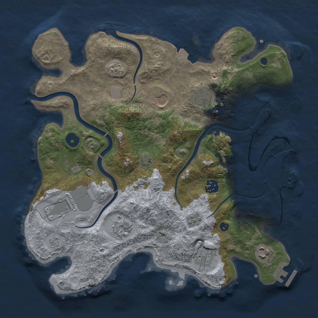 Rust Map: Procedural Map, Size: 3500, Seed: 2071158491, 14 Monuments