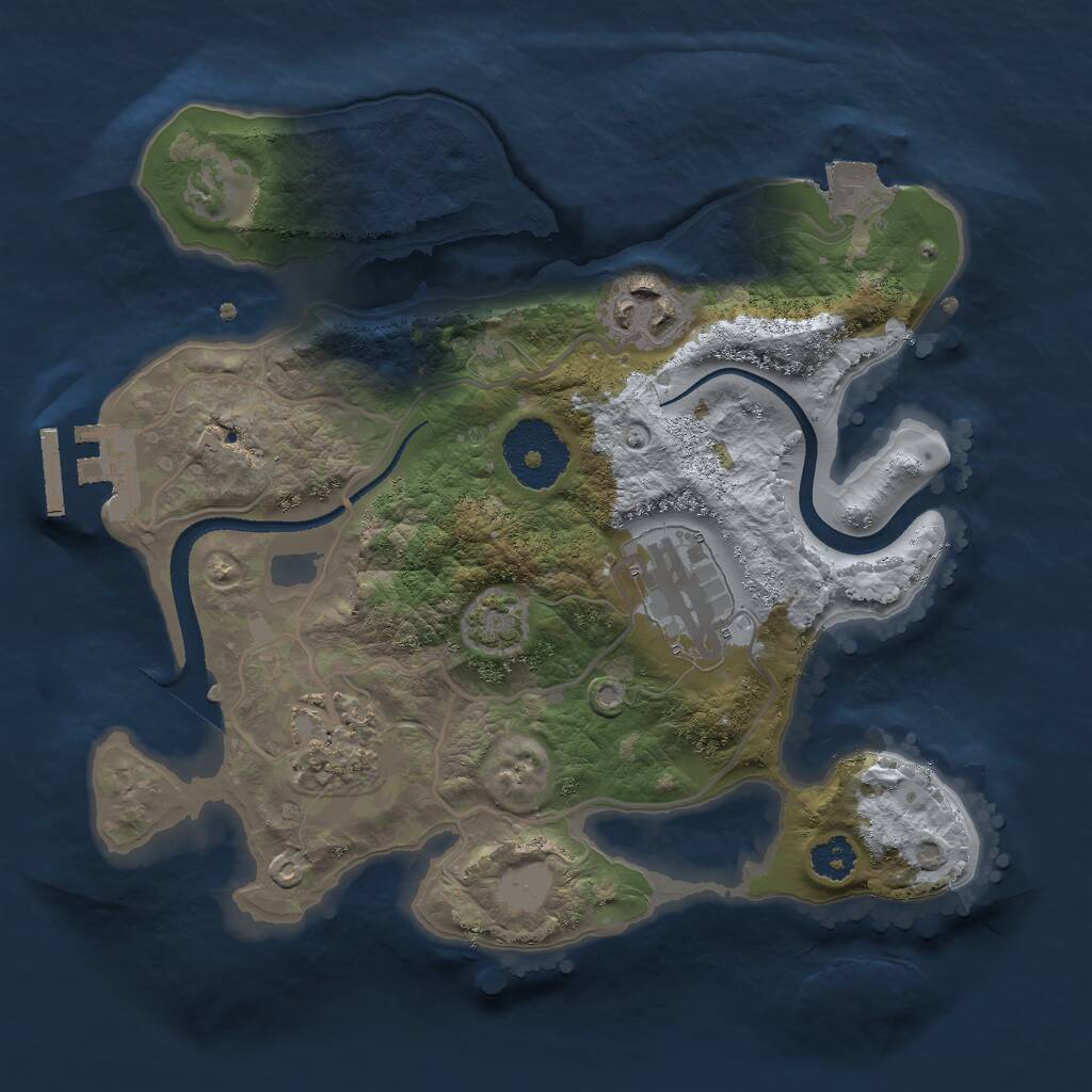 Rust Map: Procedural Map, Size: 2500, Seed: 1708150653, 6 Monuments