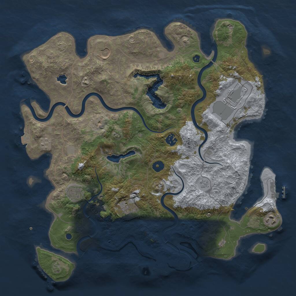 Rust Map: Procedural Map, Size: 4000, Seed: 127887183, 13 Monuments