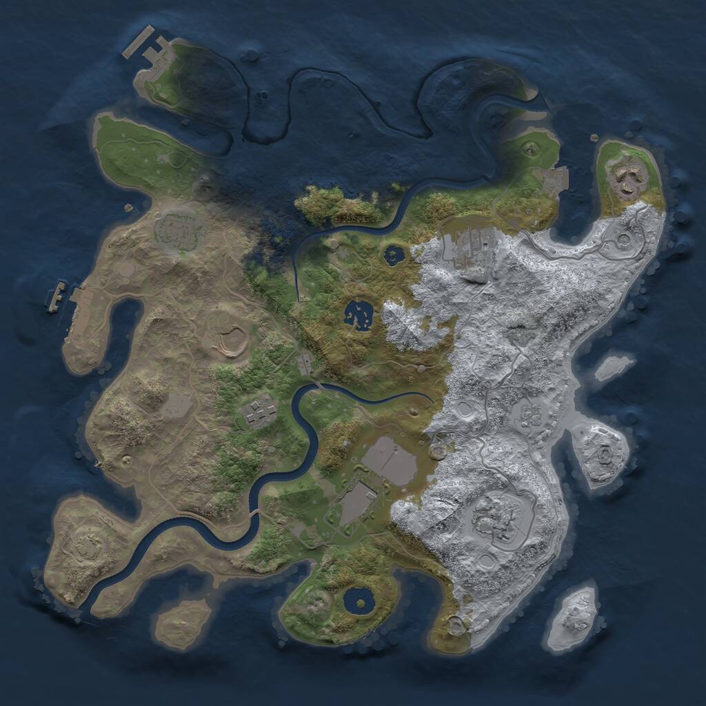 Rust Map: Procedural Map, Size: 3500, Seed: 955338984, 14 Monuments