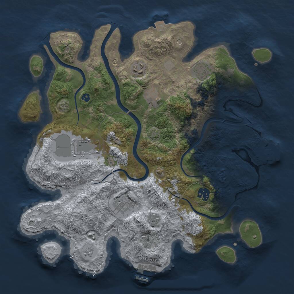 Rust Map: Procedural Map, Size: 3500, Seed: 13517704, 13 Monuments