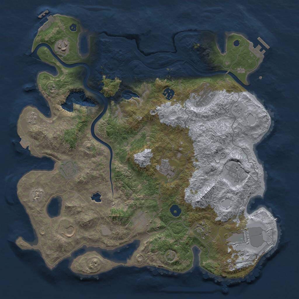 Rust Map: Procedural Map, Size: 4000, Seed: 1708150653, 17 Monuments