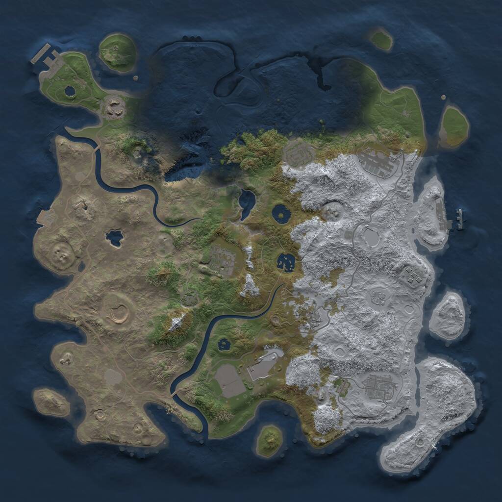 Rust Map: Procedural Map, Size: 4000, Seed: 85386, 16 Monuments